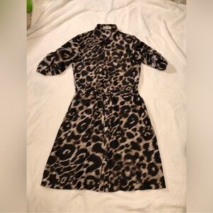 Calvin Klein silk leopard print dress